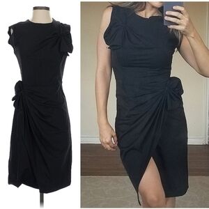 Diane Von Furstenberg DVF Black Bow Cocktail Asymmetrical Dress Sz 2.